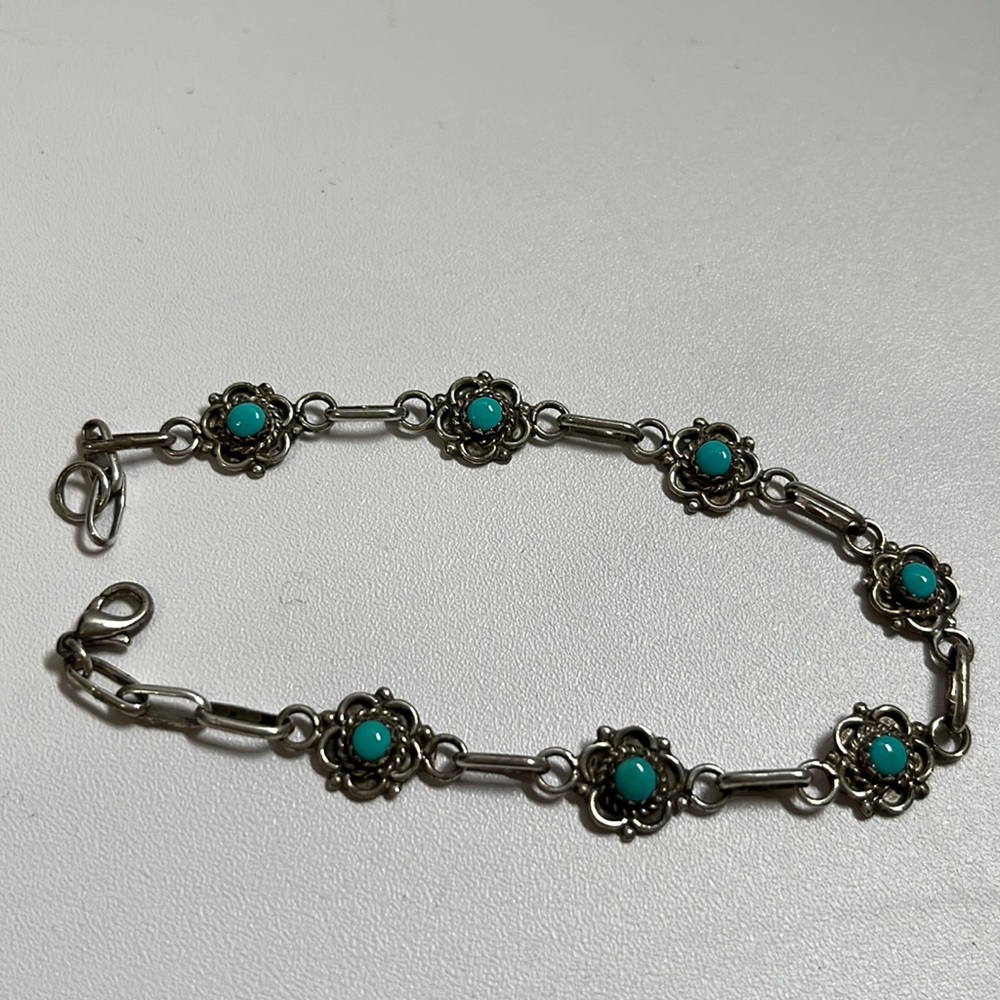Turquoise flower chain bracelet